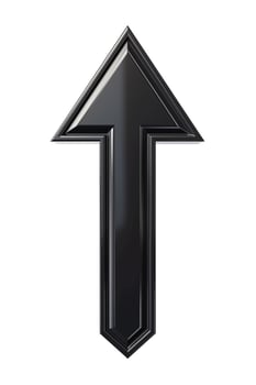 A sleek, glossy black arrow pointing upwards, symbolizing progress and direction. photo