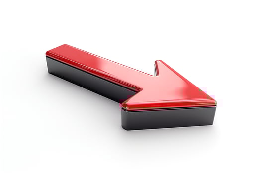 A glossy red leftward arrow icon with a black base, symbolizing direction and guidance. photo