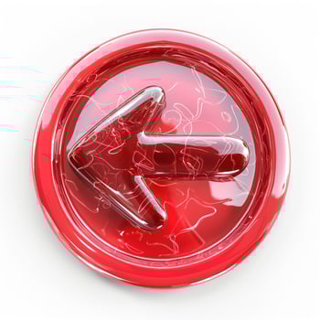 Bright red left arrow symbol on a glossy circular background, conveying direction and navigation. photo