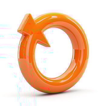 A vibrant orange male gender symbol in a 3D design, representing masculinity and identity. photo