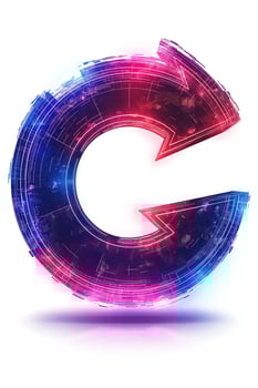 A vibrant and futuristic logo design featuring a colorful, glowing arrow forming the letter 'G'. photo