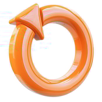 A vibrant orange circular arrow symbol representing recycling, sustainability, and eco-friendliness. photo