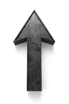 A large, textured black arrow pointing upwards, symbolizing progress and direction. photo