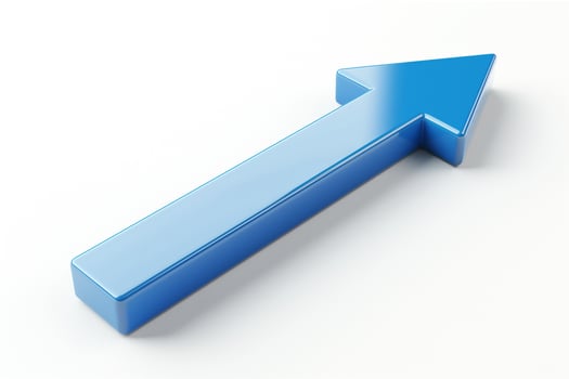 A glossy blue arrow pointing upward, symbolizing growth and progress. photo