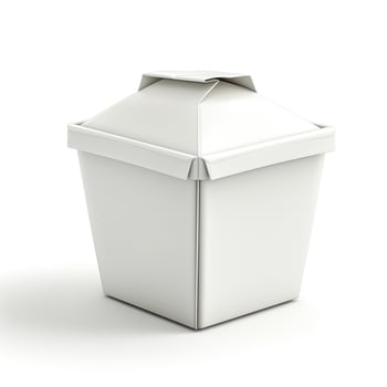A classic takeout container, white with a foldable lid, perfect for carrying delicious meals. photo