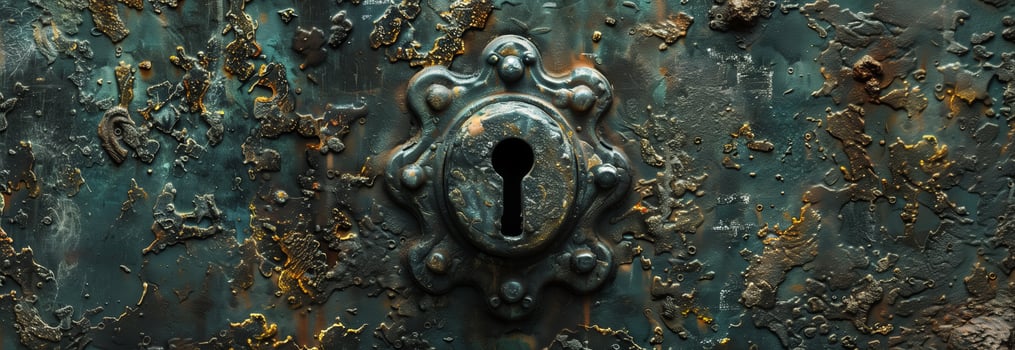 An old rusty door with a keyhole photo