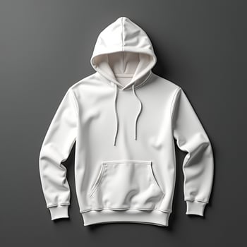 Essential Minimalist White Hoodie Set Against Deep Gray Background photo
