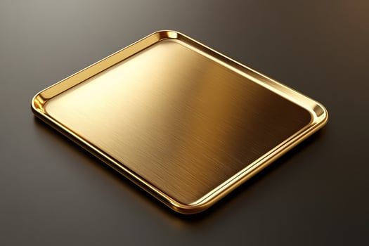 Golden Brushed Metal Tray on Dark Background photo