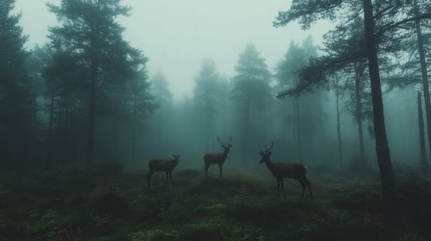 Deer in the fog photo