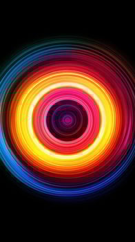 Vibrant circular light patterns create a captivating display of colors in an abstract design photo