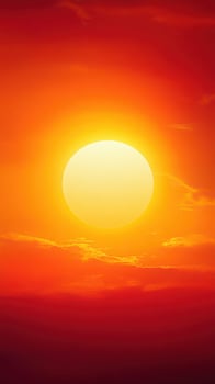 Breathtaking sunset with vibrant orange and yellow hues illuminating the sky over a tranquil landscape at dusk photo