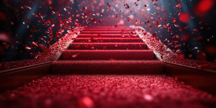 Red carpet stairs lead to glamor and celebration at a prestigious award ceremony event photo