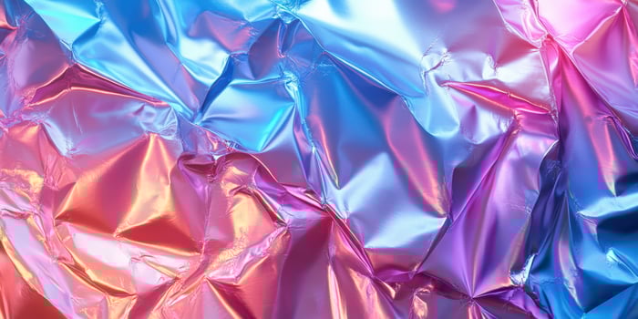 Shimmering foil with colorful hues creates an abstract background in vibrant shades during a creative project photo