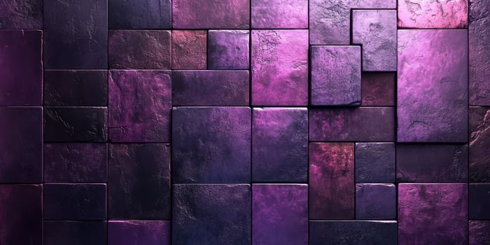 Colorful textured tiles create an abstract pattern in shades of purple and black photo