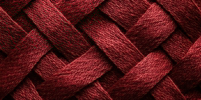 Deep red woven fabric showcasing intricate patterns and textures, perfect for crafts and design projects photo