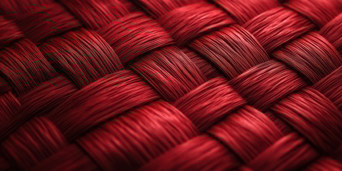 Textured close-up of intricately woven red strands highlighting craftsmanship and design techniques photo