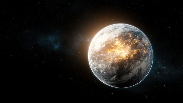 An image of the earth with a fire coming out of it photo