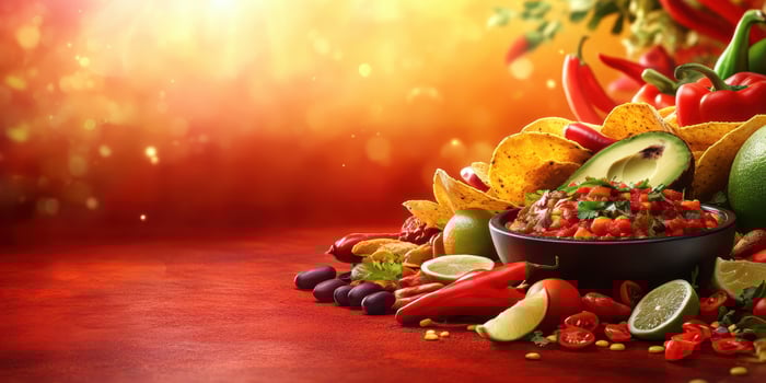 Fresh ingredients for a vibrant salsa preparation, showcasing colors and textures of various vegetables and fruits photo