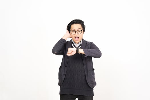 A man in glasses and a sweater is making a face photo