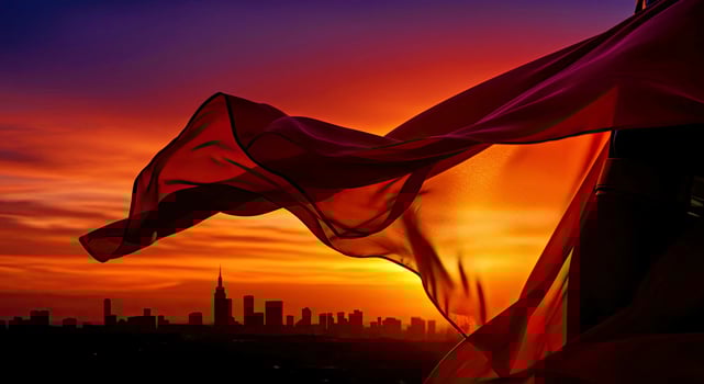 A red flag flying in the wind photo