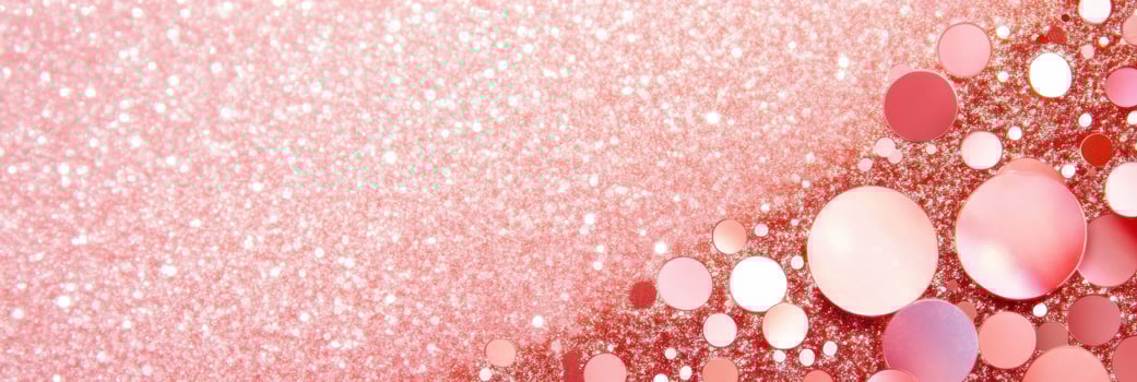 Sparkling rose gold glitter texture with bokeh effect creates a festive atmosphere perfect for celebrations and glamorous events photo