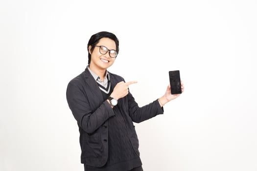 A man in glasses holding a cell phone photo