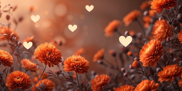 Orange flowers with hearts photo