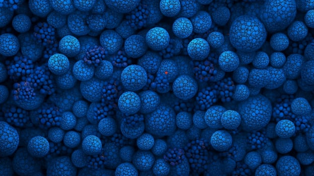 A deep blue swarm of orbs, each covered in minute spheres, creates a mesmerizing, fractal-like pattern. Intense and intriguing. photo