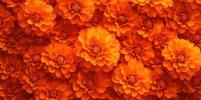 Bright orange marigold flowers blooming in a lush garden during the summer season creating a vibrant floral display photo