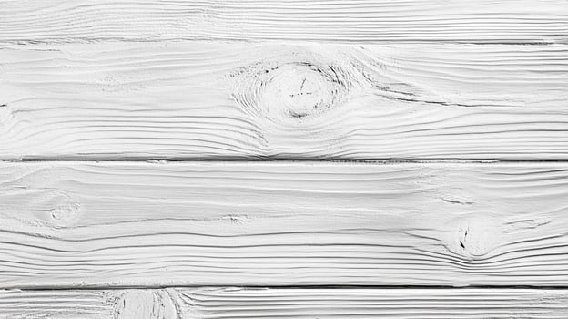 A close-up view of a white painted wood plank surface, showcasing the natural grain and texture of the material in a detailed perspective. photo
