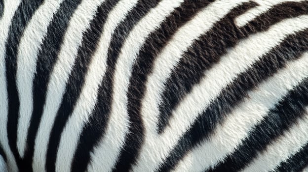 A close up of a zebra's hide shows white and black stripes. The stripes are fuzzy and thick on this animal living in Africa. photo
