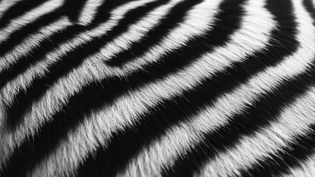 Striking close-up of a zebra's coat showing unique stripes and texture. Animal print design, showcasing the beauty and distinctiveness of wildlife. photo