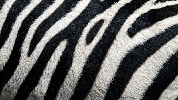 Close-up abstract of alternating black and white stripes. A natural animal print in zebra coloration. Graphic pattern of contrasting hues. photo