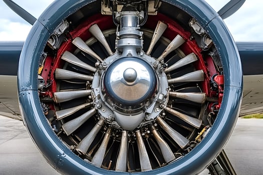Powerful radial engine of a vintage airplane displaying its intricate mechanics photo