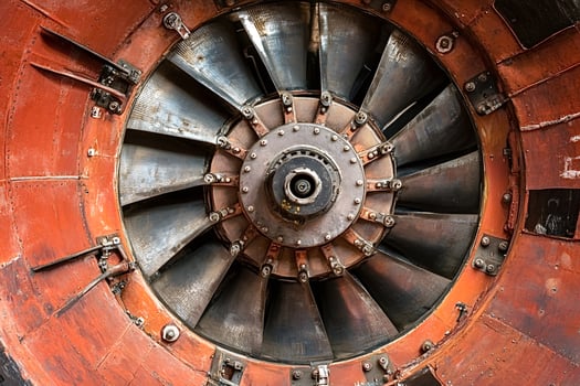 Close-up of powerful industrial fan blades showing complex engineering photo