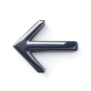 A sleek, glossy metallic left arrow icon, embodying a modern and stylish design. photo