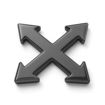 A glossy black icon featuring four arrows pointing in multiple directions, symbolizing options and versatility. photo