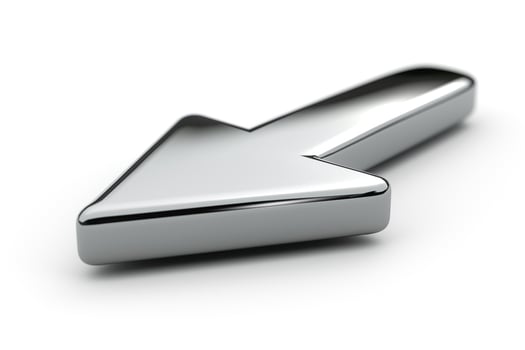 A sleek, metallic downward arrow highlighting direction and movement. photo