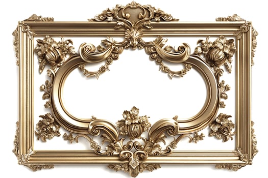 Ornate golden vintage picture frame with intricate floral details, perfect for enhancing artwork. photo