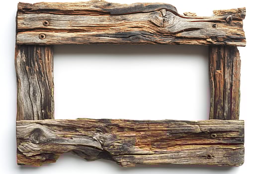 A rustic wooden frame made from weathered wood, showcasing a blend of textures and earthy tones. photo