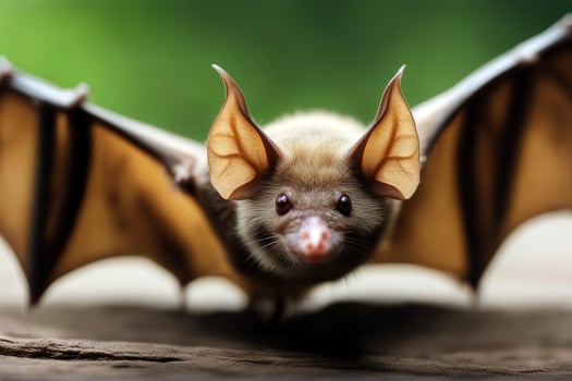 isolated Horseshoe bat long brown fur background closeup wing nocturnal nature black ear portrait greater mammal night flying photo