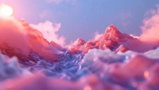 Pink and Blue Mountains at Sunset, Cloudscape photo