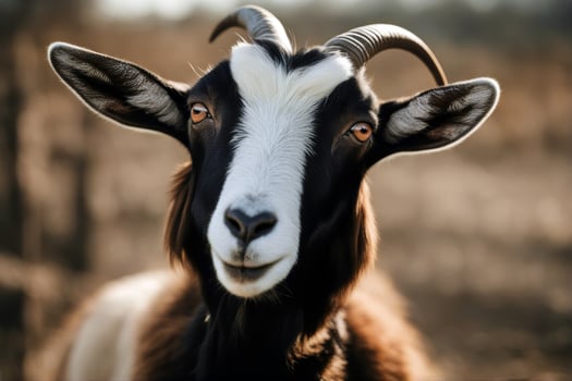 goat Portrait tongue showing eating nanny horned milk breed tasty expression happiness head shot cattle humor closeup animal mammal rural little children cheerful looking photo
