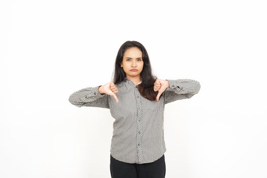 A woman is making a gesture with her hands photo