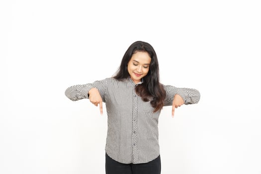 A woman is standing with her hands on her hips photo
