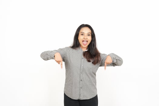 A woman is pointing her fingers at the camera photo