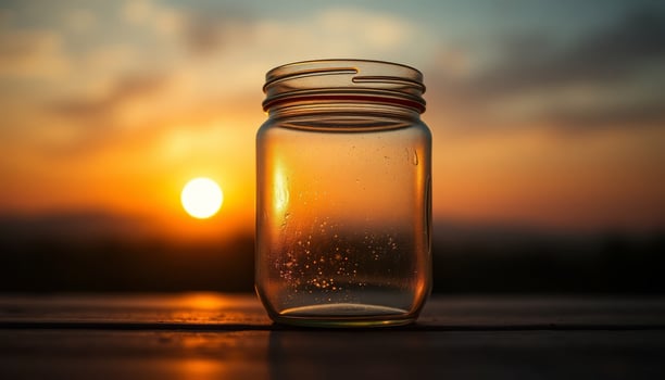 Empty Glass Jar at Sunset photo