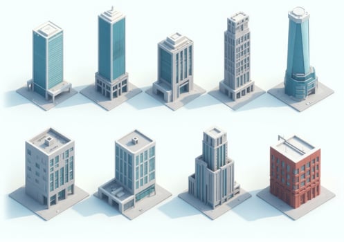 A set of different buildings in different shapes photo
