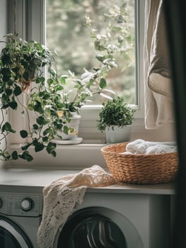 Inviting Laundry Area with Indoor Plants photo