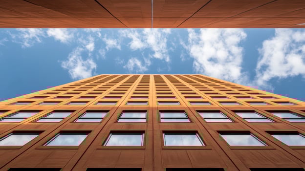 Modern Brown Building Viewed from Below photo